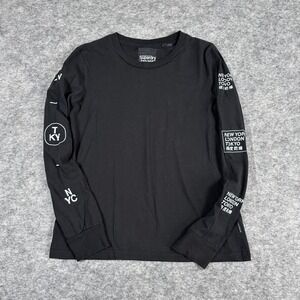 Superdry Japan Long Sleeve Tee Black Graphic Sleeve Print Womens US 2